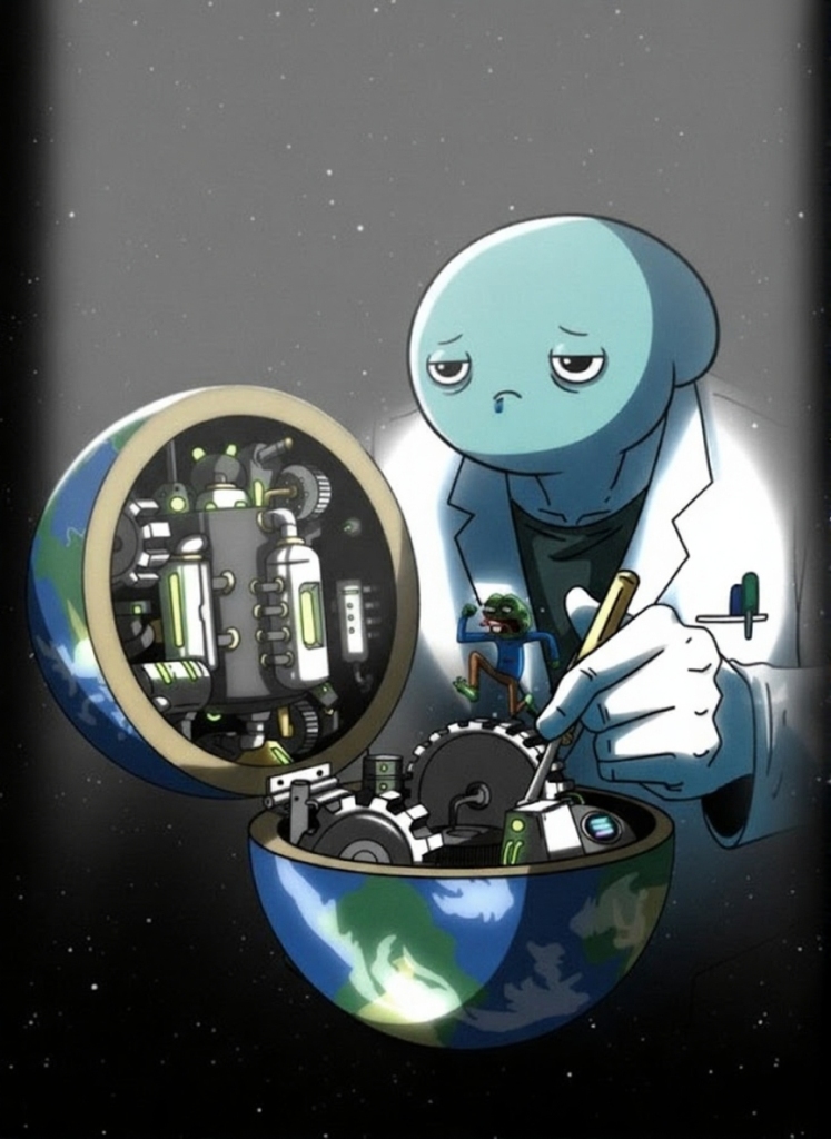 Brad tinkering with the inside of the world